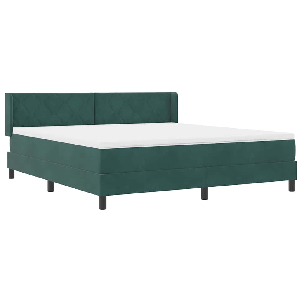 Box spring seng med hovedgærde Mørkegrøn 200 x 180 cm Fløjl