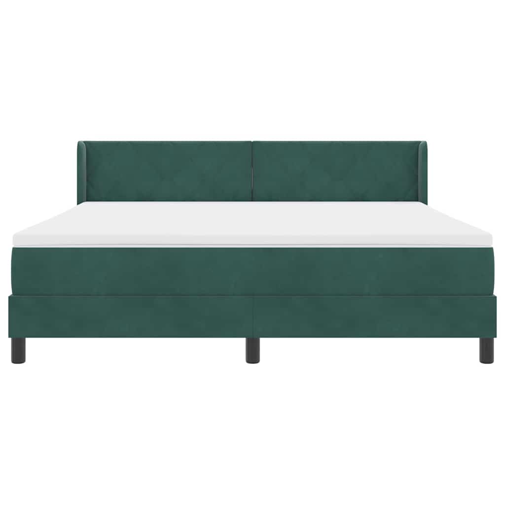 Box spring seng med hovedgærde Mørkegrøn 200 x 180 cm Fløjl