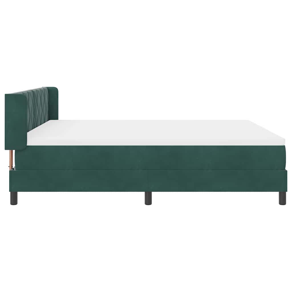 Box spring seng med hovedgærde Mørkegrøn 200 x 180 cm Fløjl