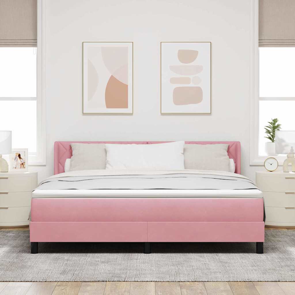 Box spring seng med hovedgærde Lyserød 200 x 180 cm Fløjl