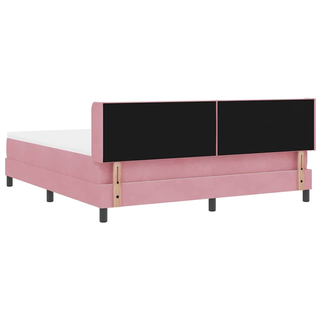 Box spring seng med hovedgærde Lyserød 200 x 180 cm Fløjl