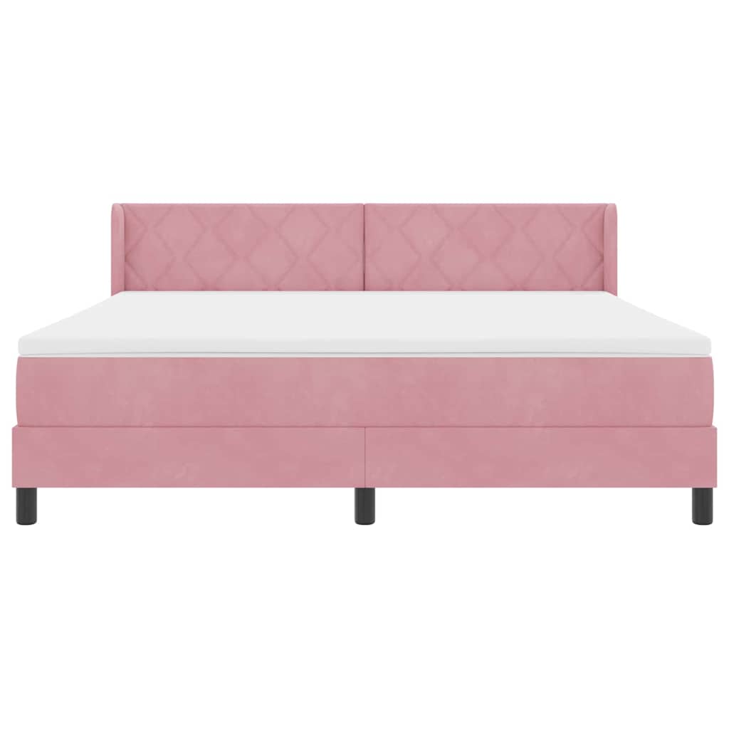 Box spring seng med hovedgærde Lyserød 200 x 180 cm Fløjl