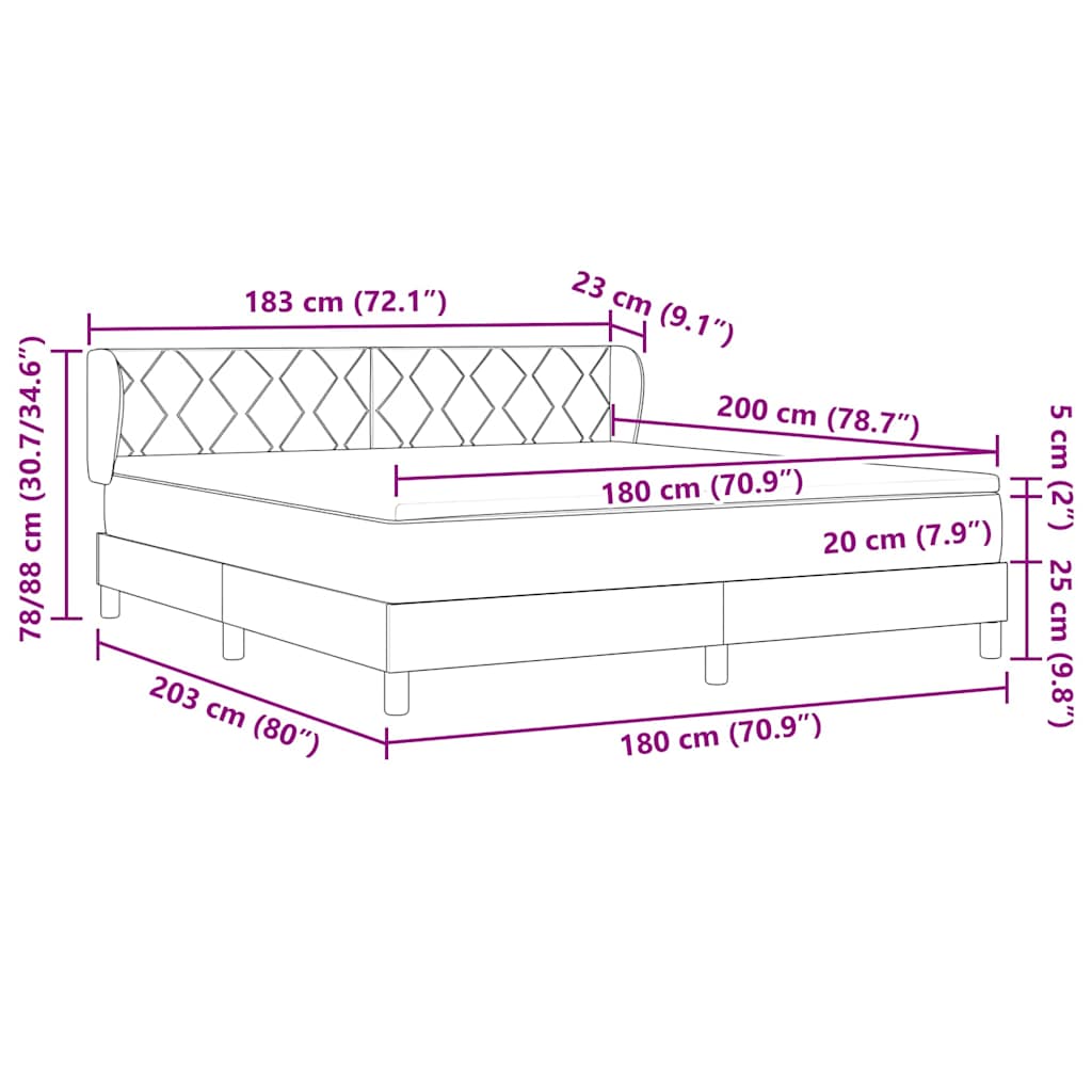 Box spring seng med hovedgærde Lyserød 200 x 180 cm Fløjl