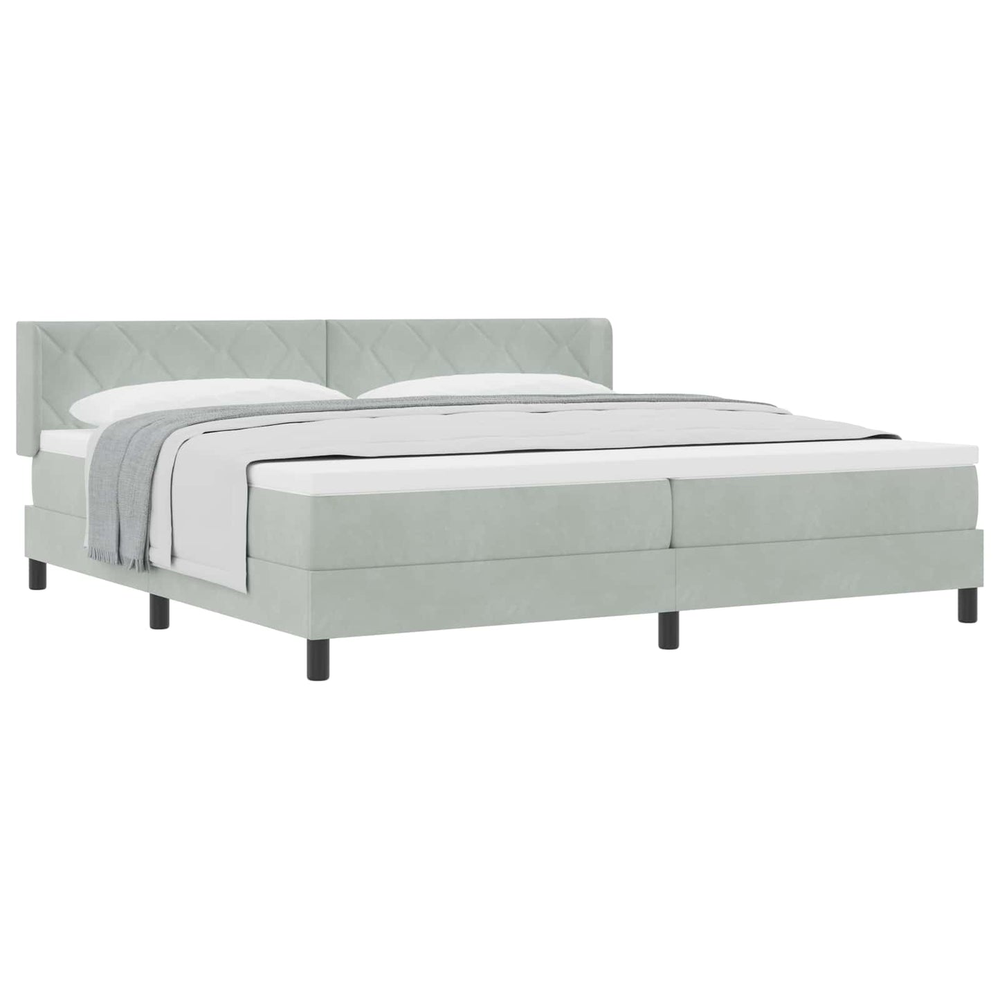 Box spring seng med hovedgærde Lysegrå 200 x 200 cm Fløjl
