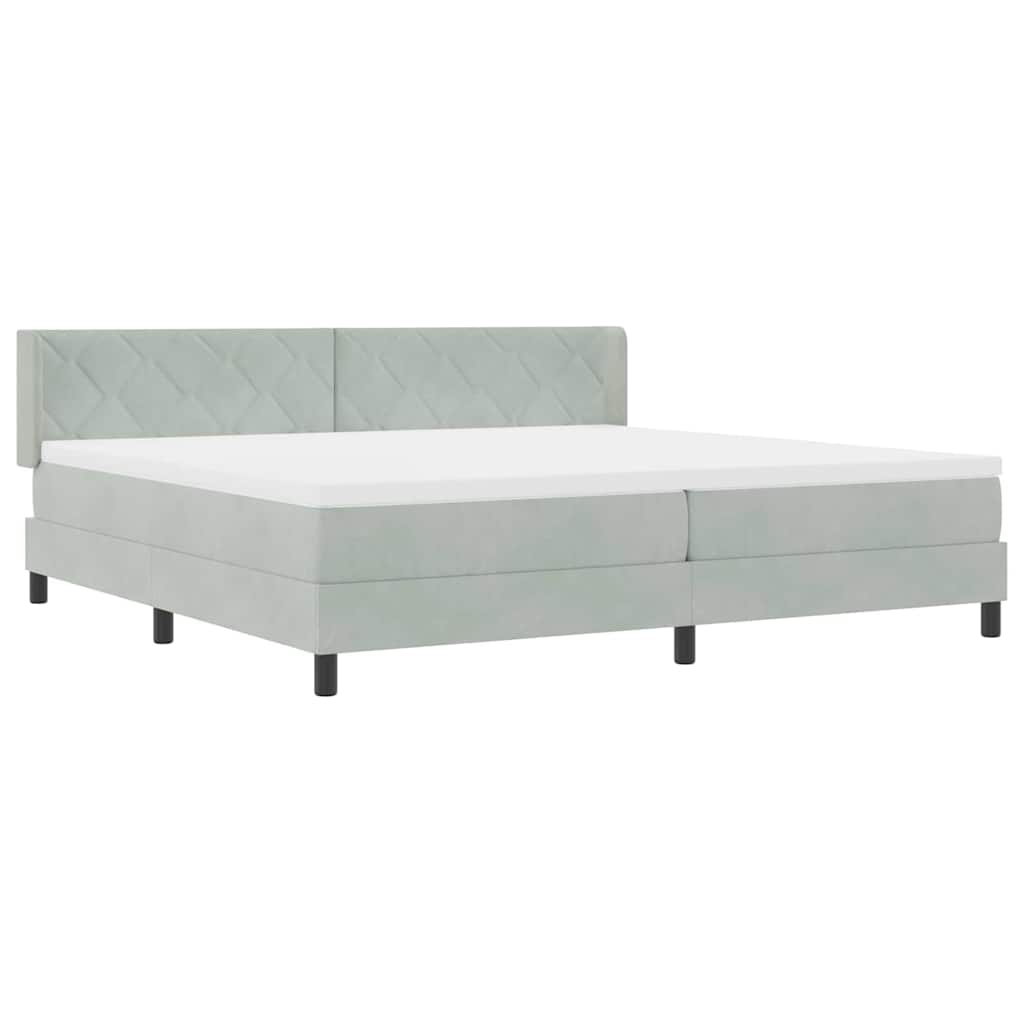 Box spring seng med hovedgærde Lysegrå 200 x 200 cm Fløjl
