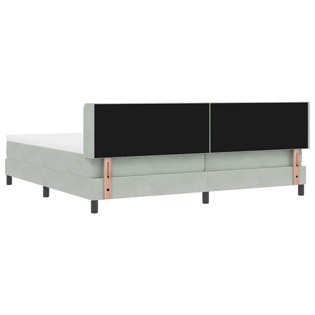 Box spring seng med hovedgærde Lysegrå 200 x 200 cm Fløjl