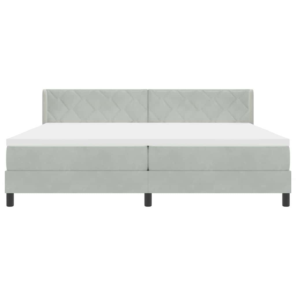 Box spring seng med hovedgærde Lysegrå 200 x 200 cm Fløjl