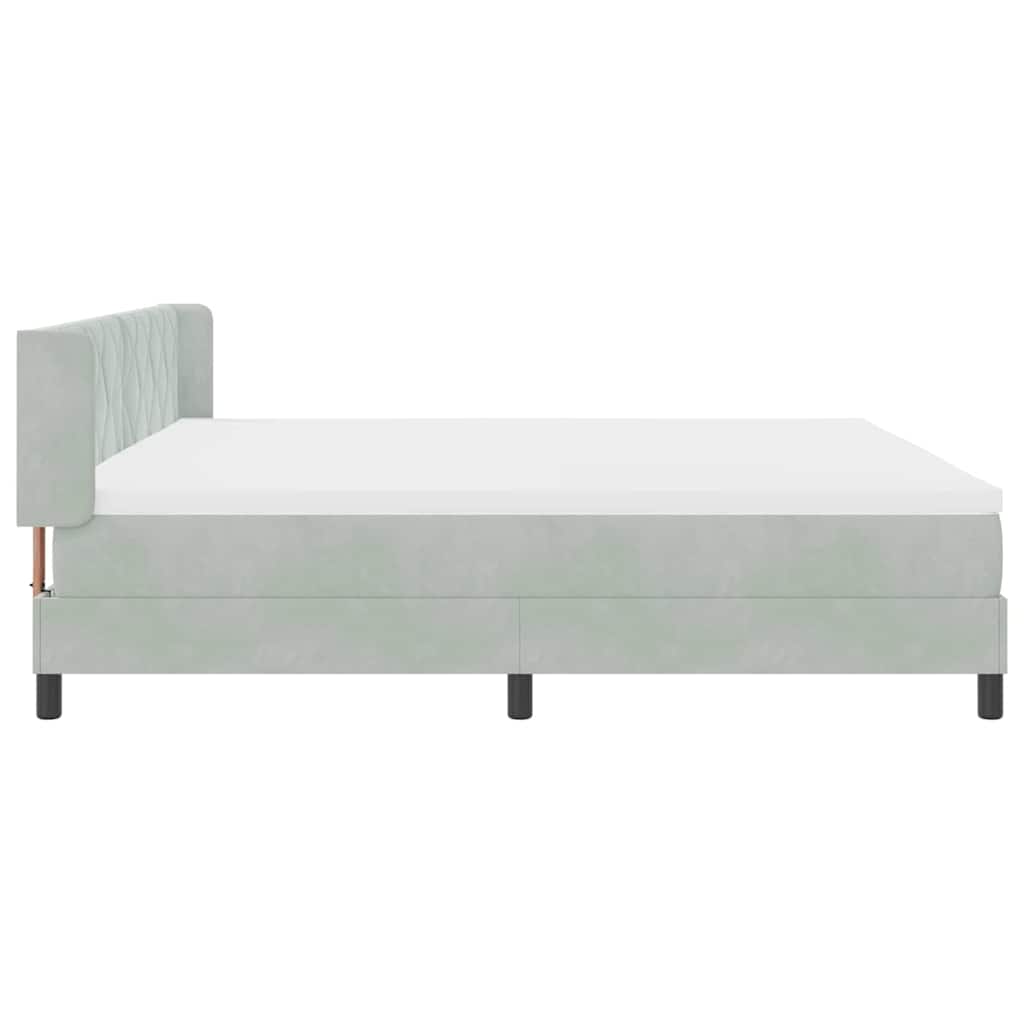 Box spring seng med hovedgærde Lysegrå 200 x 200 cm Fløjl
