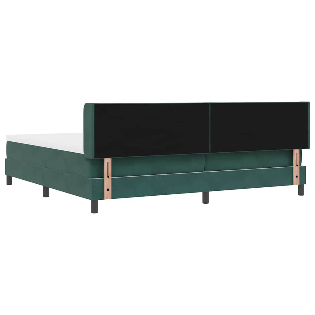 Box spring seng med hovedgærde Mørkegrøn 200 x 200 cm Fløjl