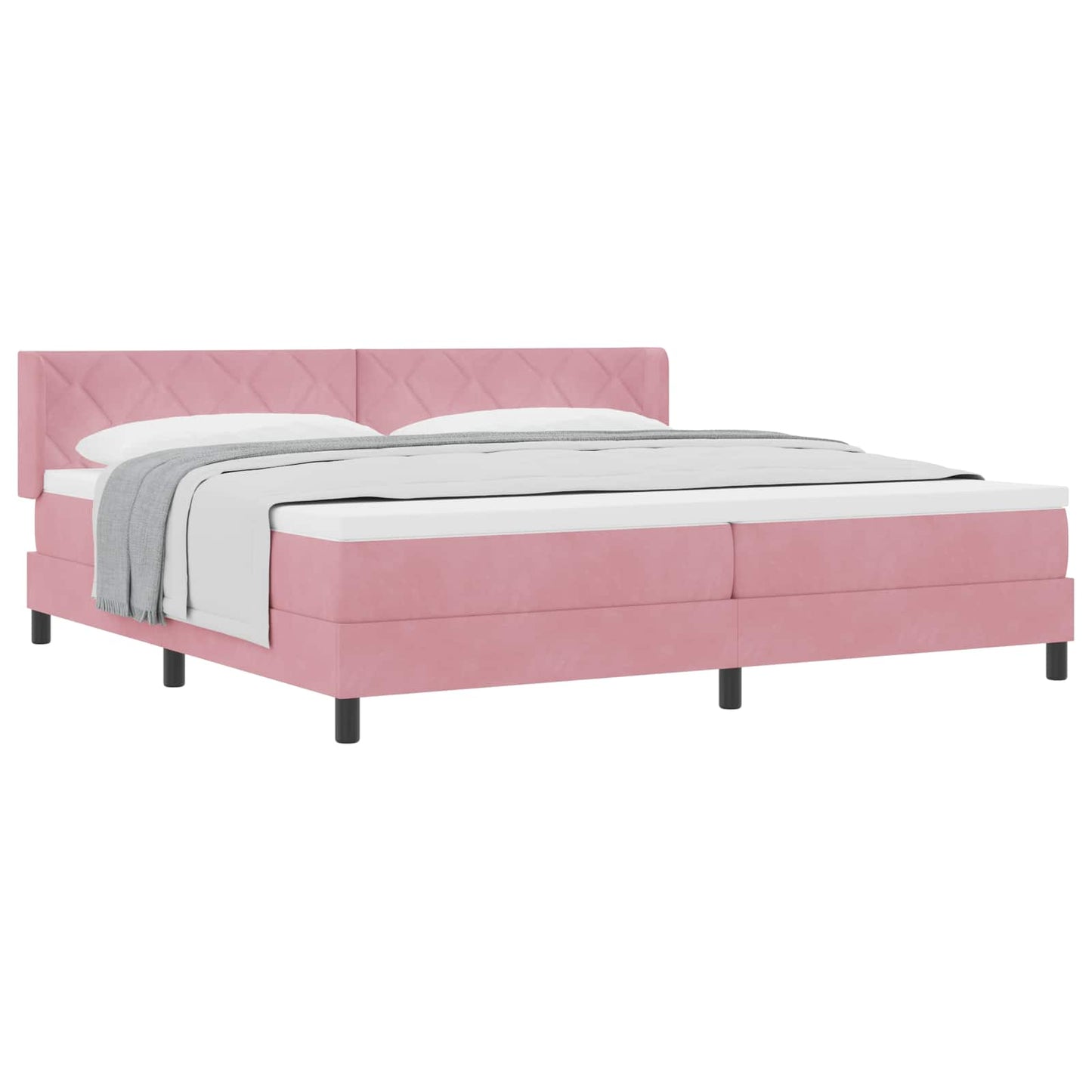 Box spring seng med hovedgærde Lyserød 200 x 200 cm Fløjl