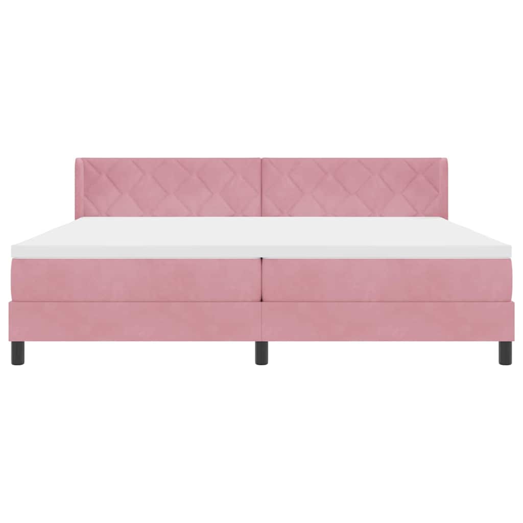 Box spring seng med hovedgærde Lyserød 200 x 200 cm Fløjl