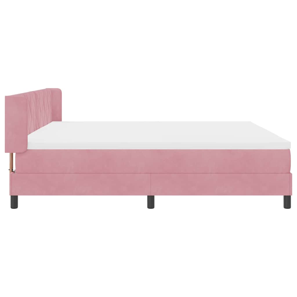 Box spring seng med hovedgærde Lyserød 200 x 200 cm Fløjl