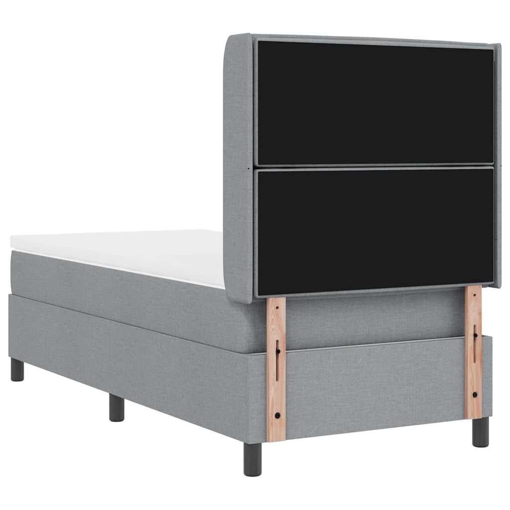 Box spring seng med pude Lysegrå 200 x 80 cm Stof