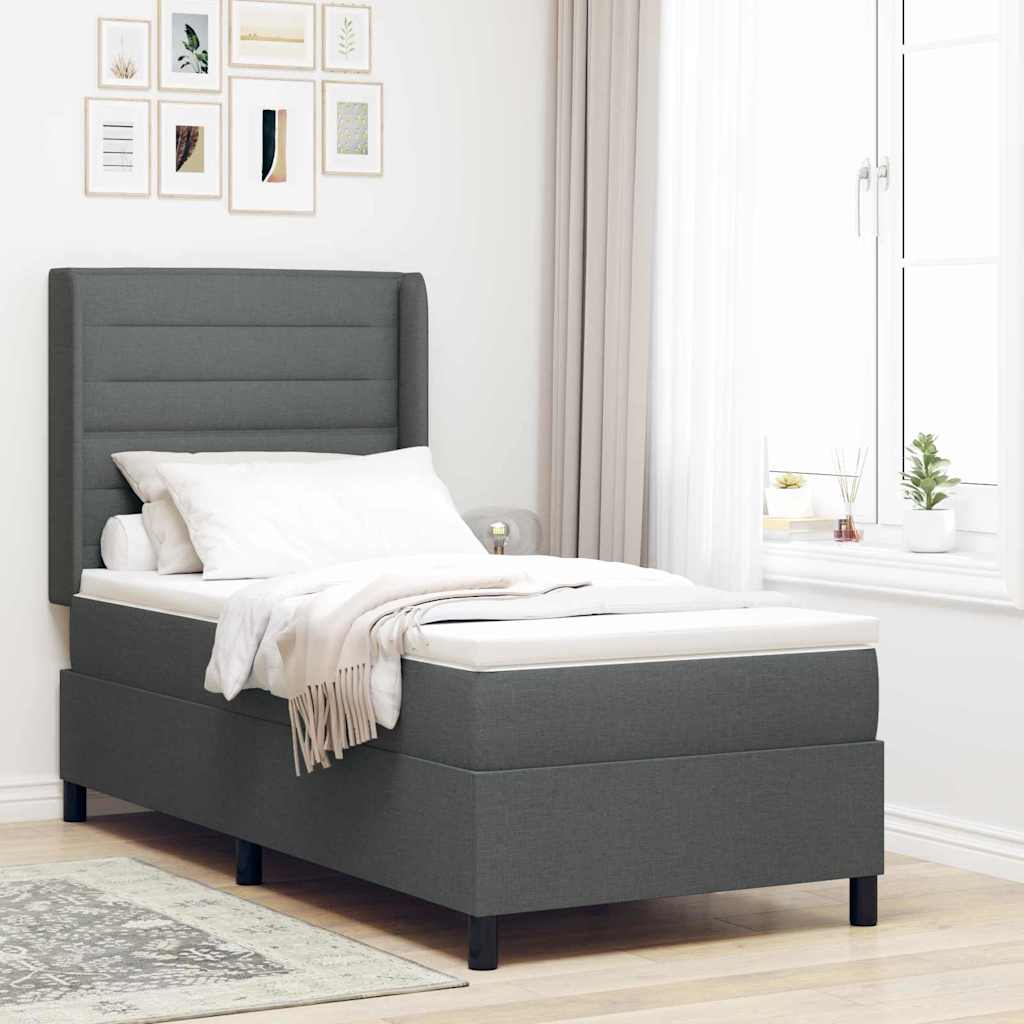 Box spring seng med pude Mørkegrå 200 x 80 cm Stof
