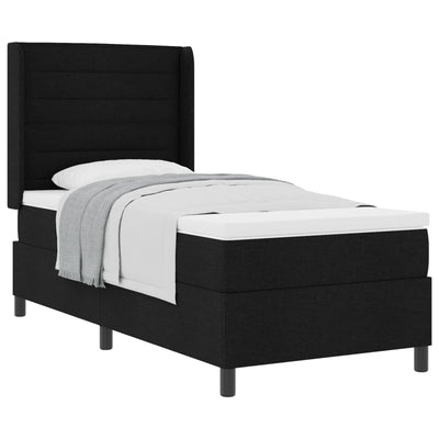 Box spring seng med madras med hovedgærde Sort 200 x 80 cm Stof