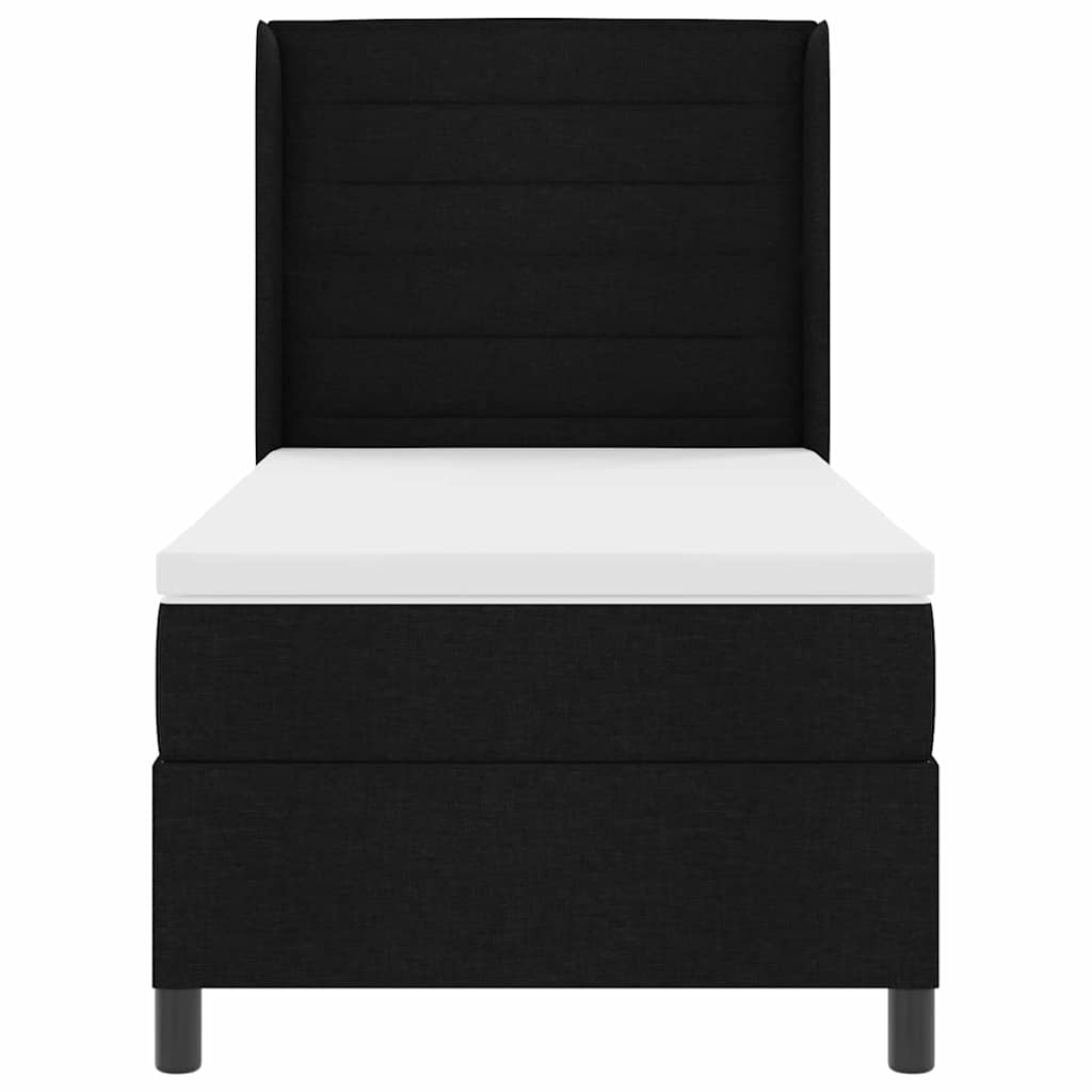 Box spring seng med pude med hovedgærde Sort 200 x 80 cm Stof