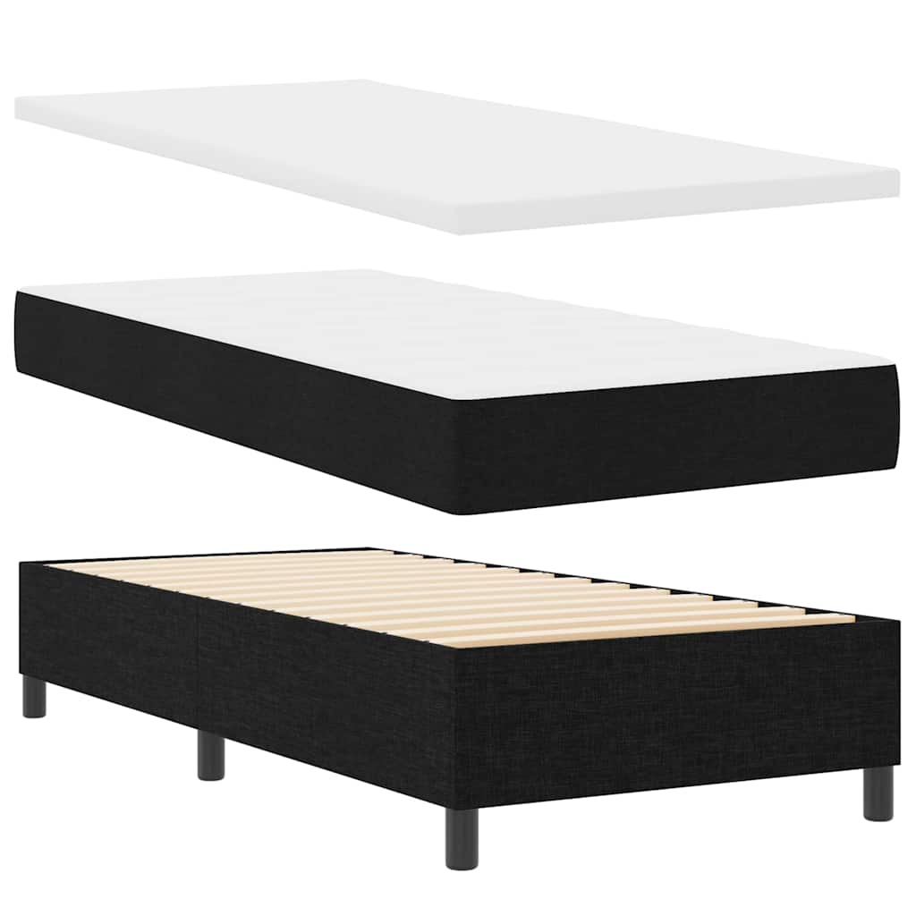 Box spring seng med pude med hovedgærde Sort 190 x 90 cm Stof