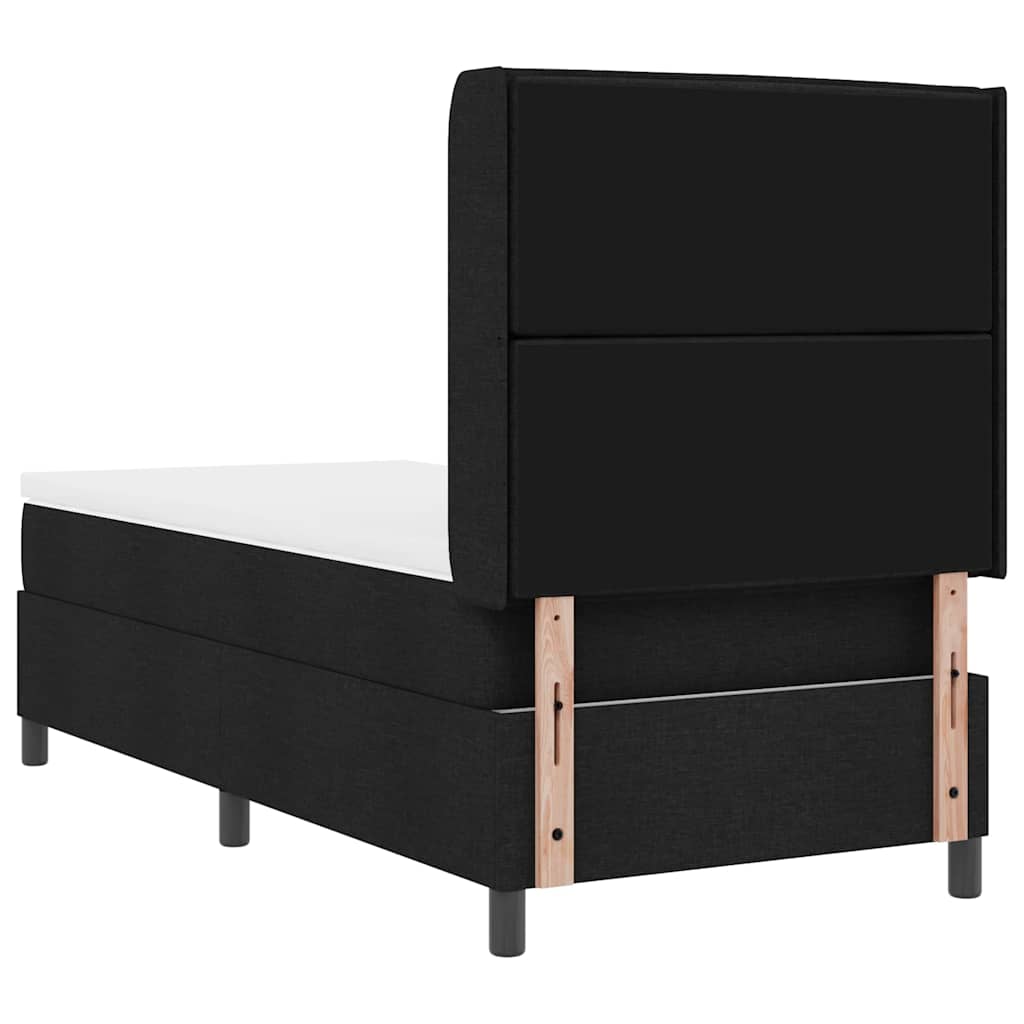 Box spring seng med pude med hovedgærde Sort 190 x 90 cm Stof