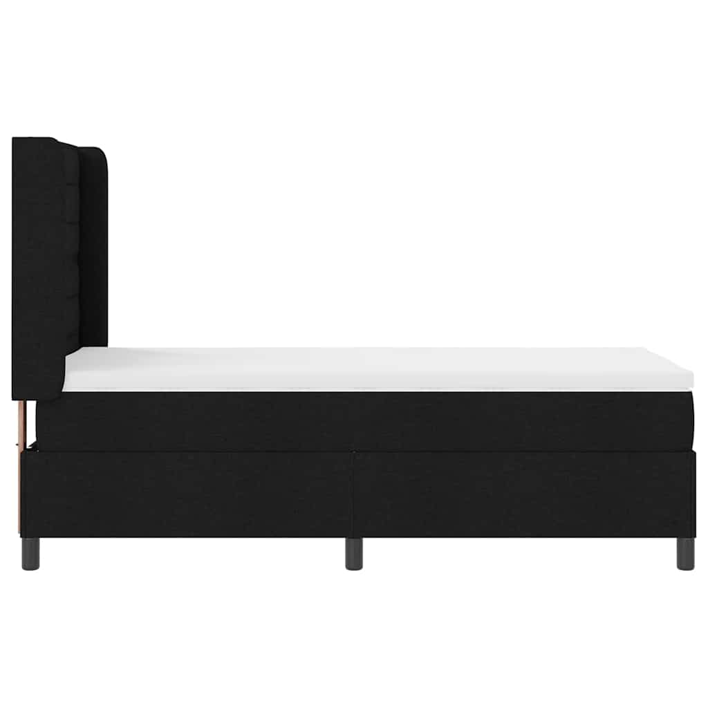 Box spring seng med pude med hovedgærde Sort 190 x 90 cm Stof