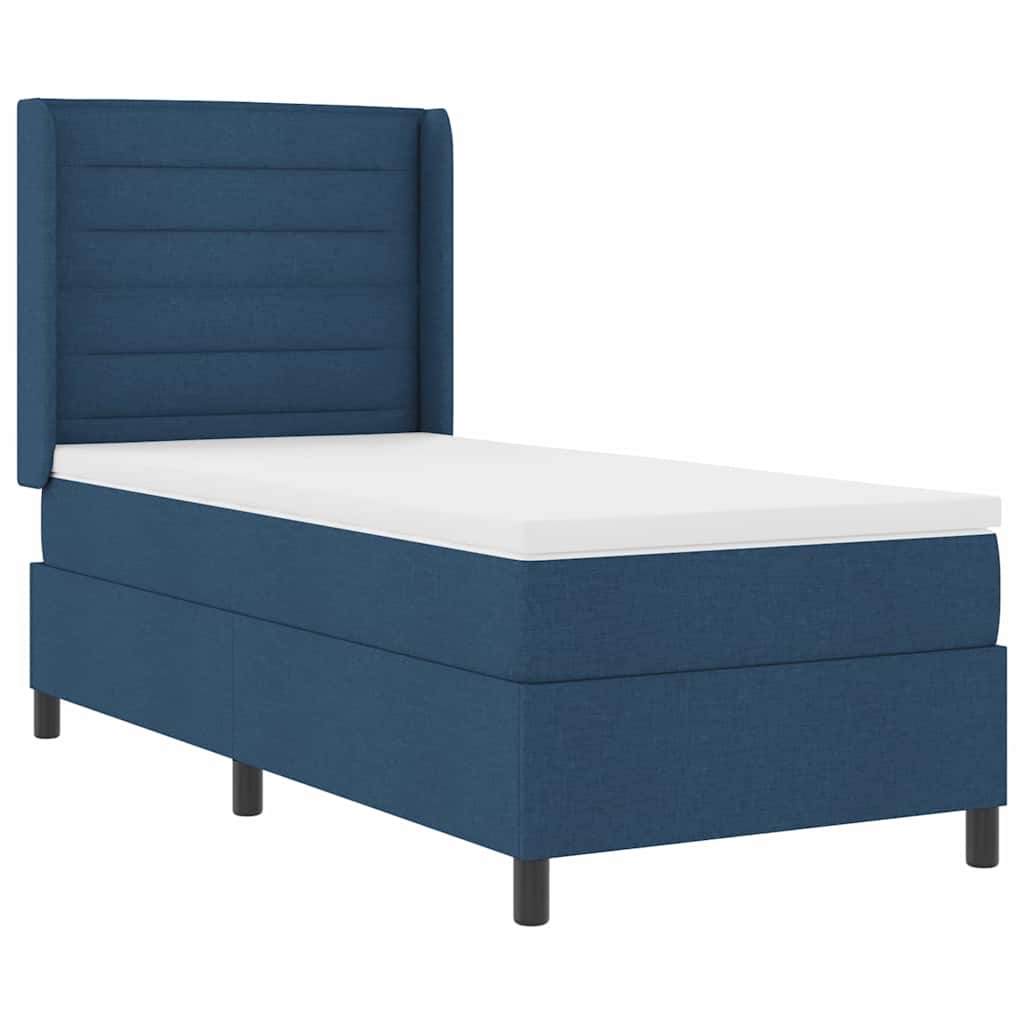 Box spring seng med pude med hovedgærde Blå 190 x 90 cm Stof