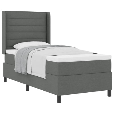 Box spring seng med madras Mørkegrå 200 x 90 cm Stof