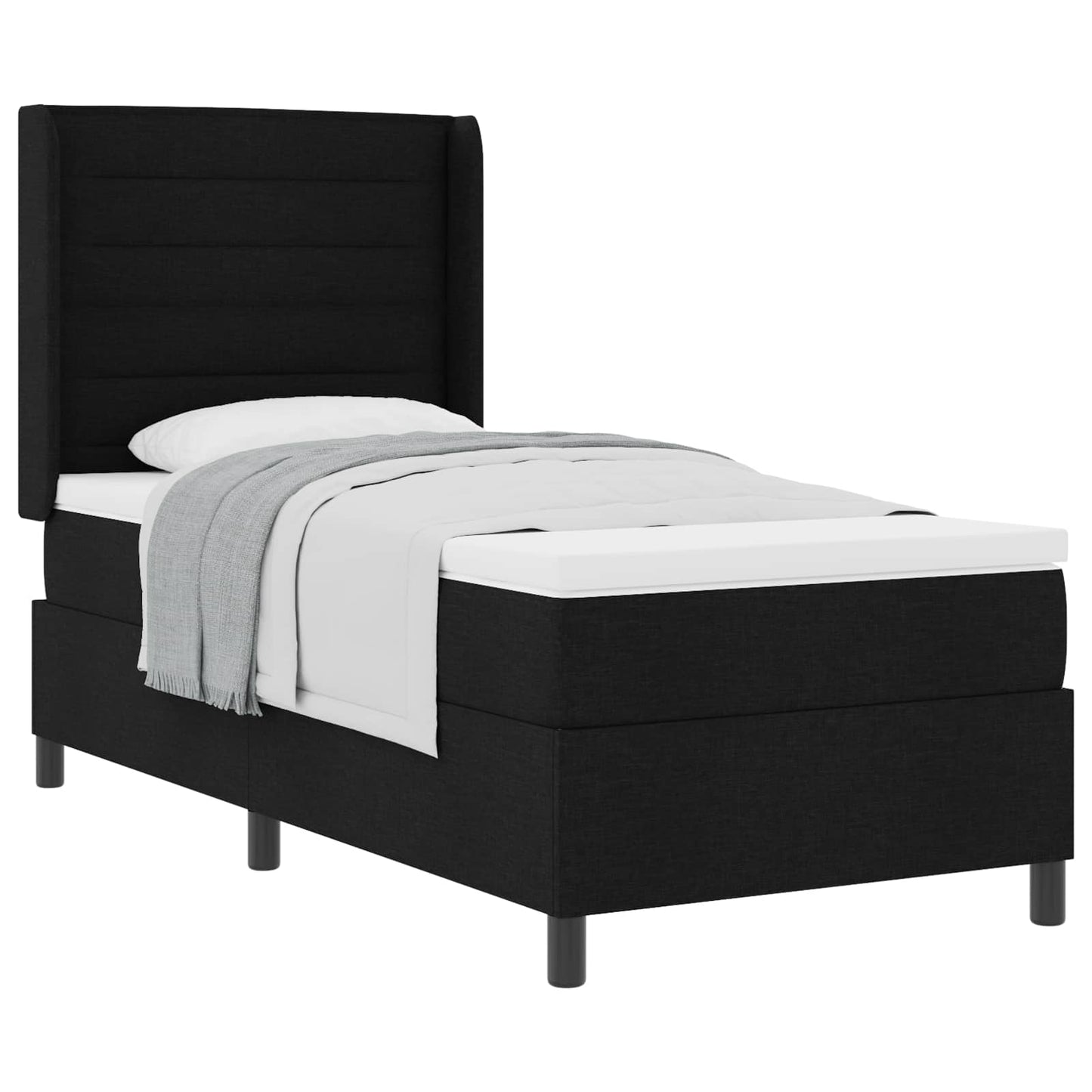 Box spring seng med pude med hovedgærde Sort 200 x 90 cm Stof