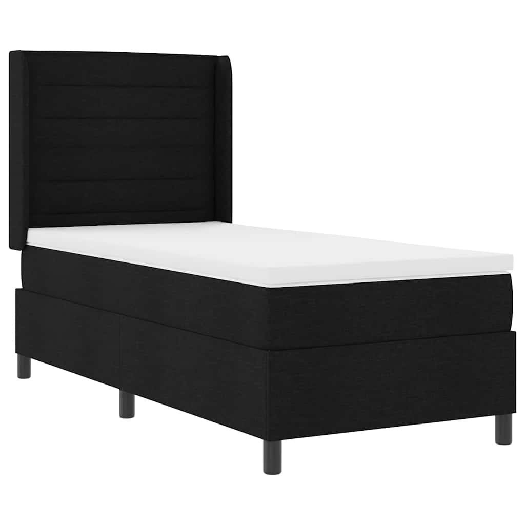 Box spring seng med pude med hovedgærde Sort 200 x 90 cm Stof