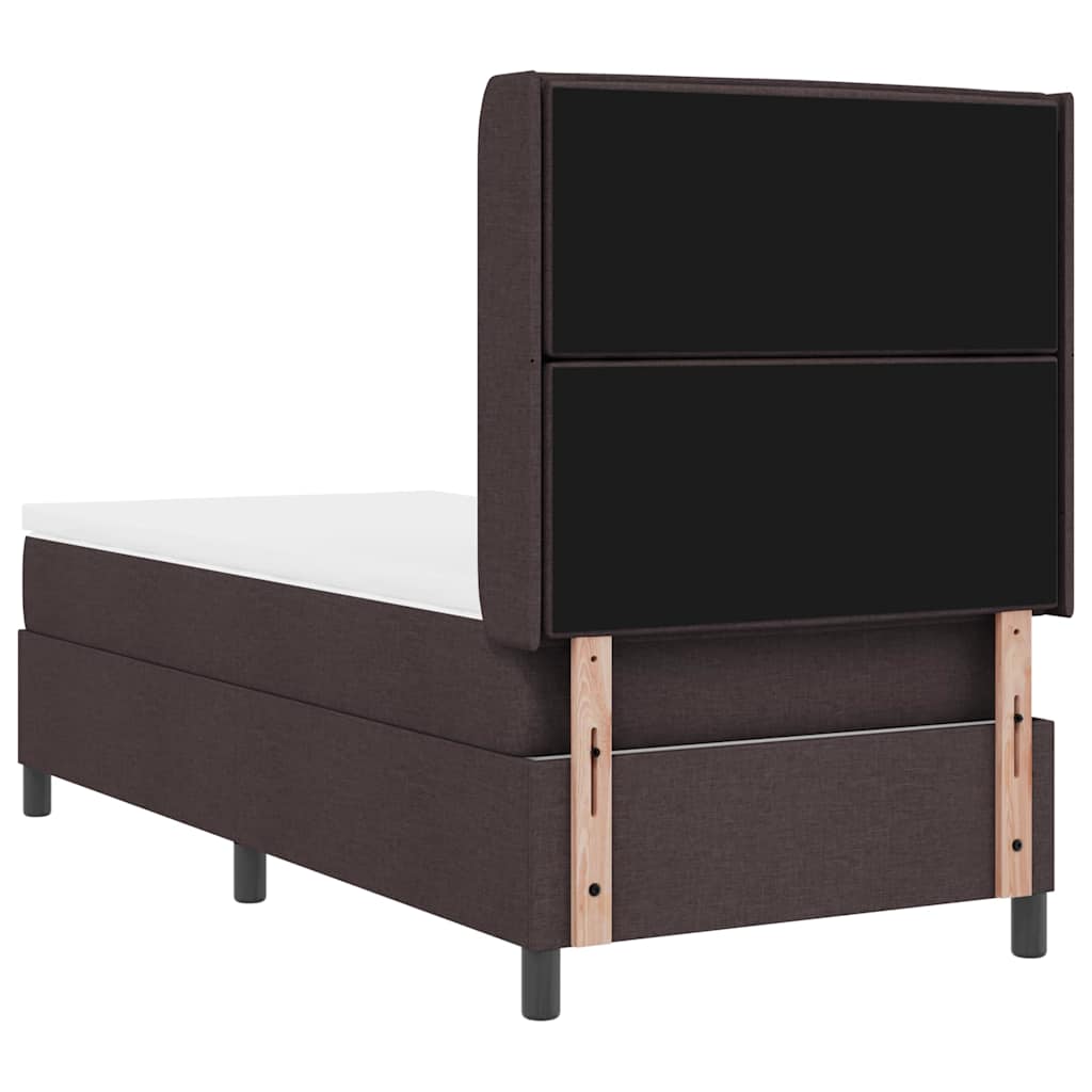 Box spring seng med madras Mørk Brun 200 x 90 cm Stof