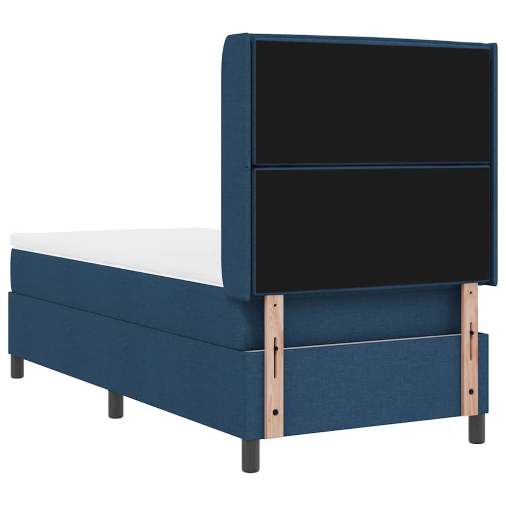 Box spring seng med pude med hovedgærde Blå 200 x 90 cm Stof