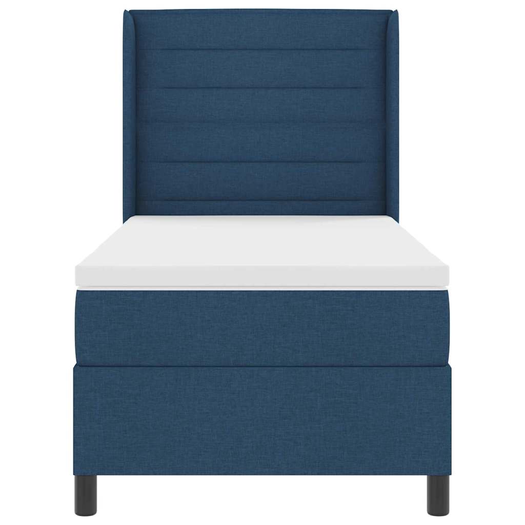 Box spring seng med pude med hovedgærde Blå 200 x 90 cm Stof
