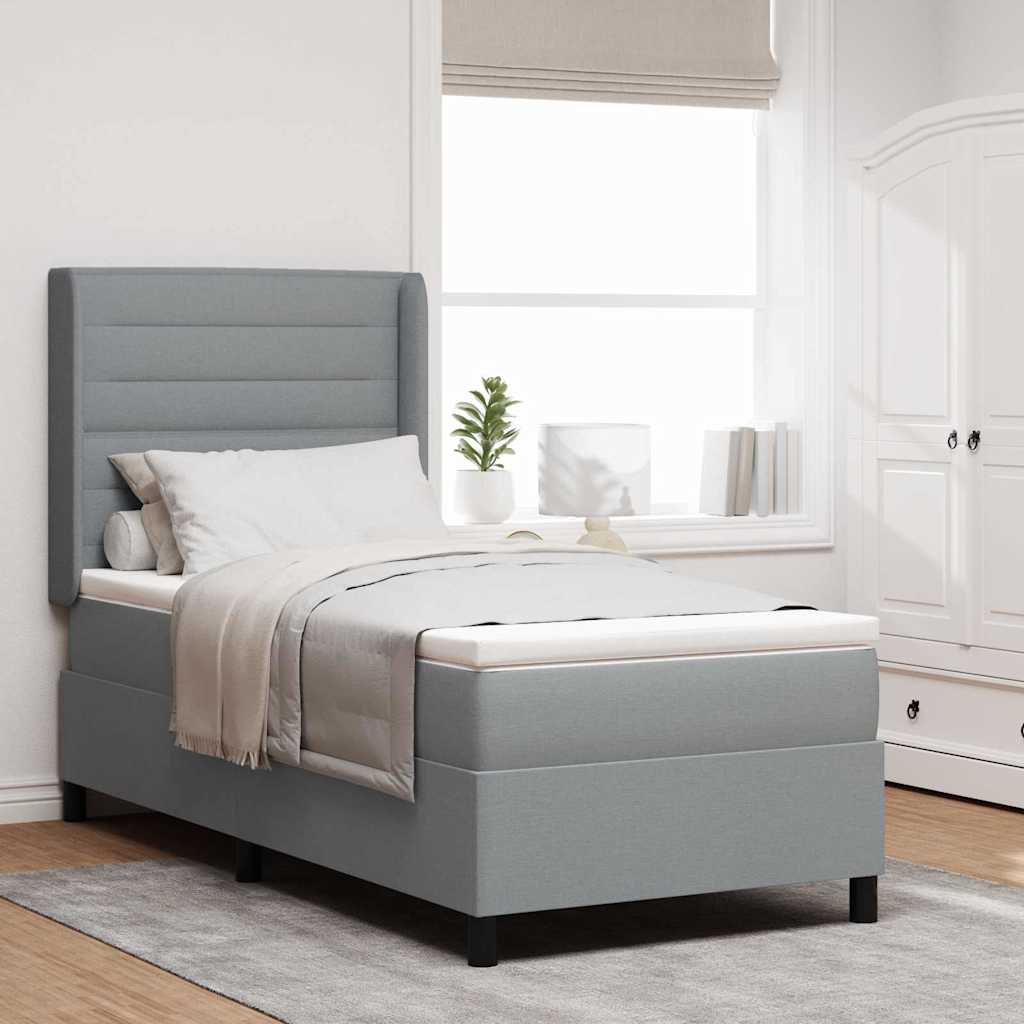 Box spring seng med pude Lysegrå 200 x 100 cm Stof