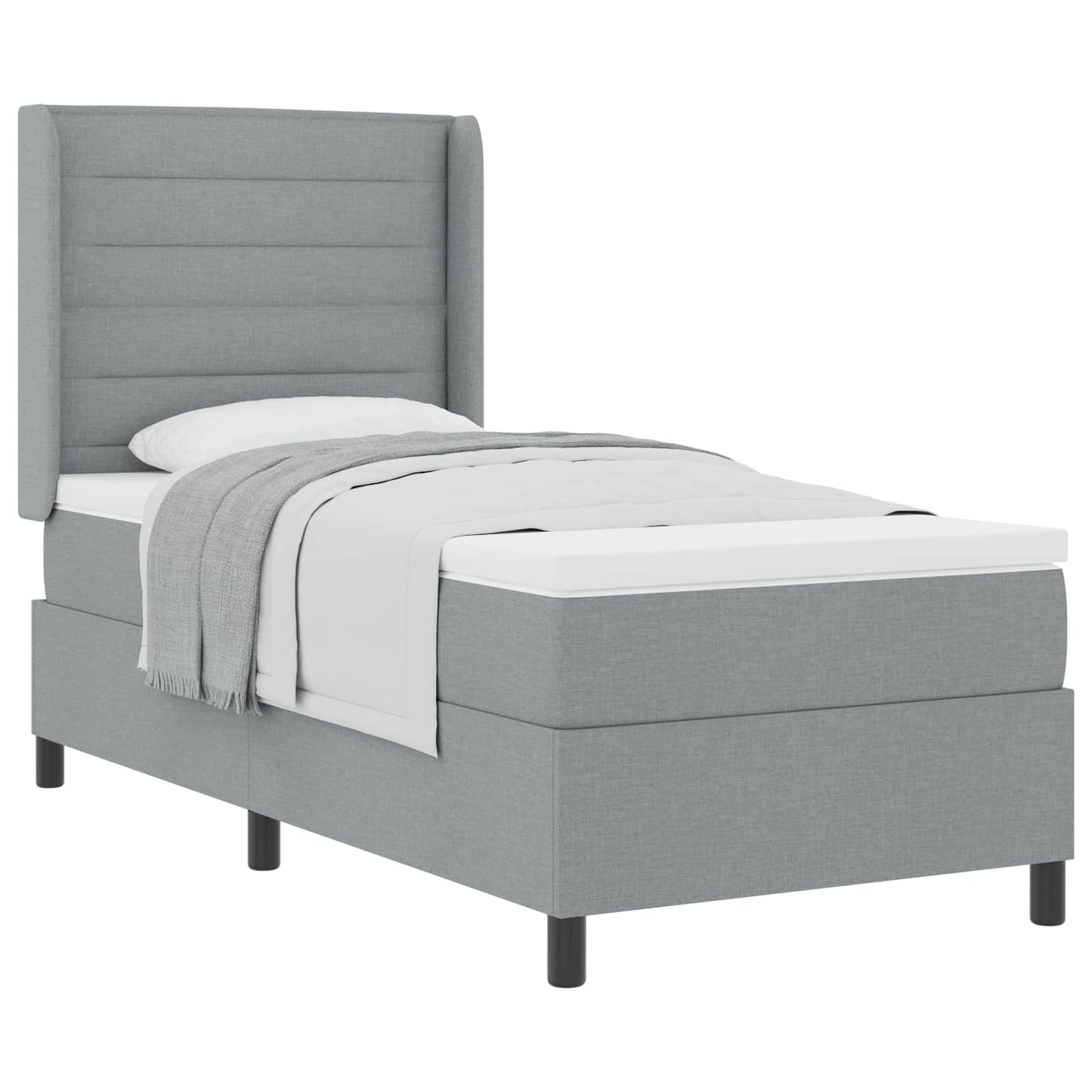 Box spring seng med pude Lysegrå 200 x 100 cm Stof