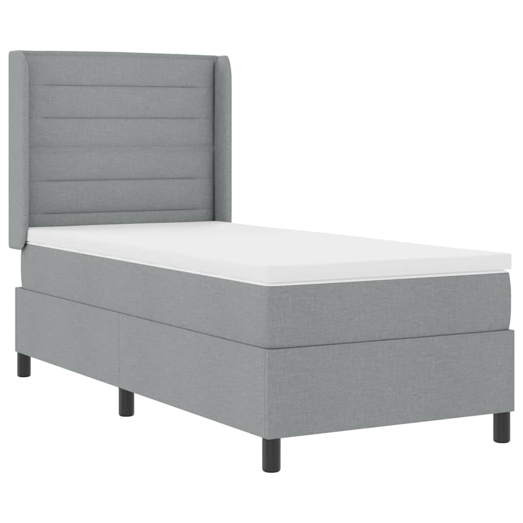Box spring seng med pude Lysegrå 200 x 100 cm Stof
