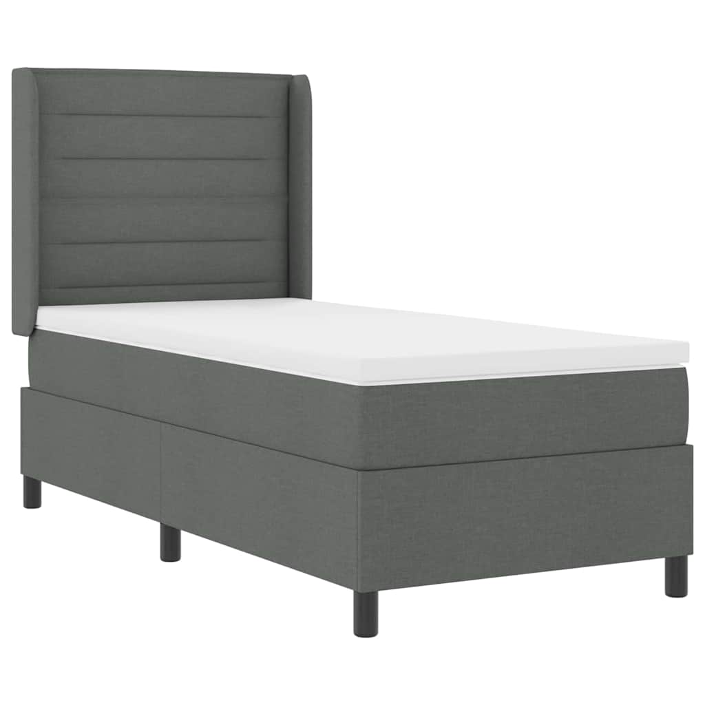 Box spring seng med pude Mørkegrå 200 x 100 cm Stof