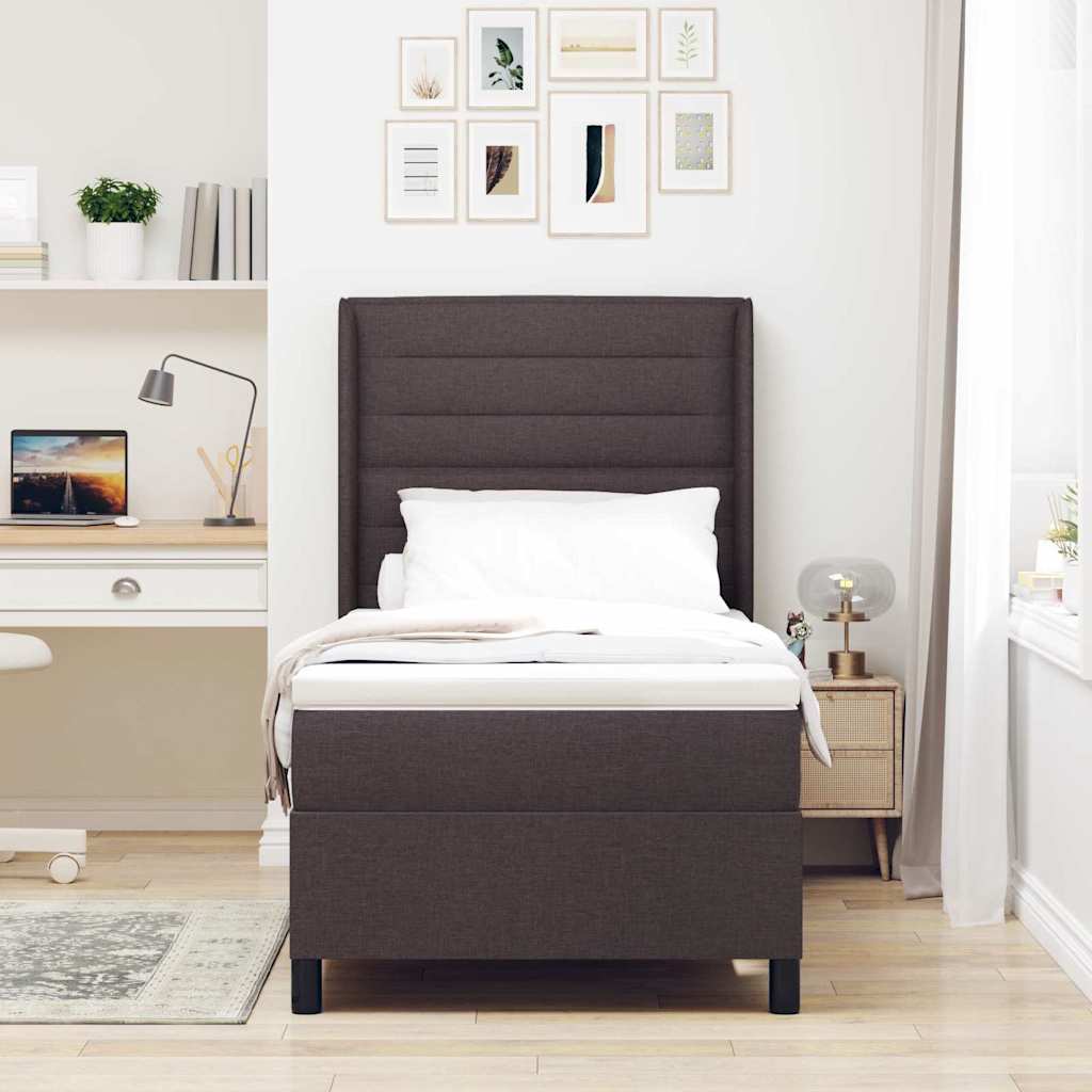 Box spring seng med madras Mørk Brun 200 x 100 cm Stof