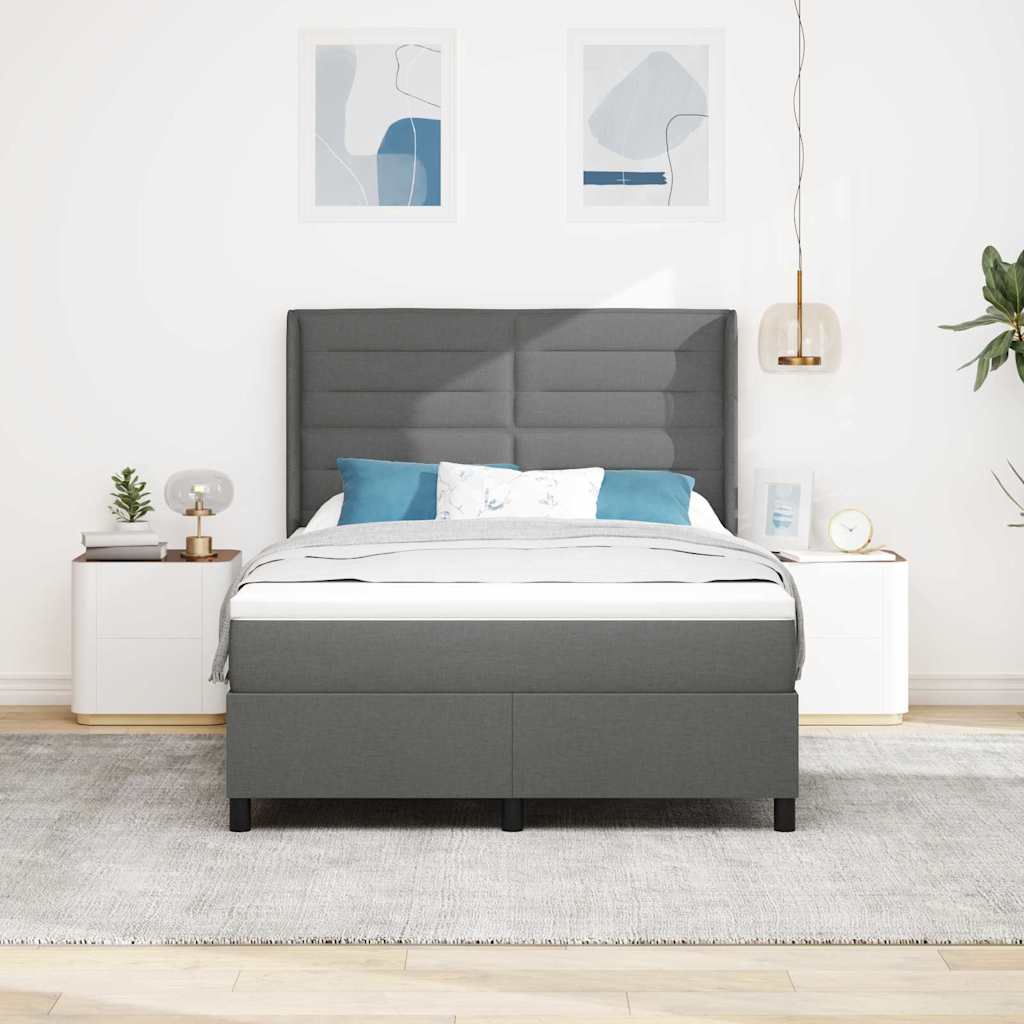Box spring seng med pude Mørkegrå 190 x 140 cm Stof