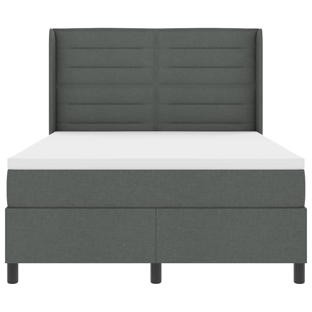 Box spring seng med pude Mørkegrå 190 x 140 cm Stof