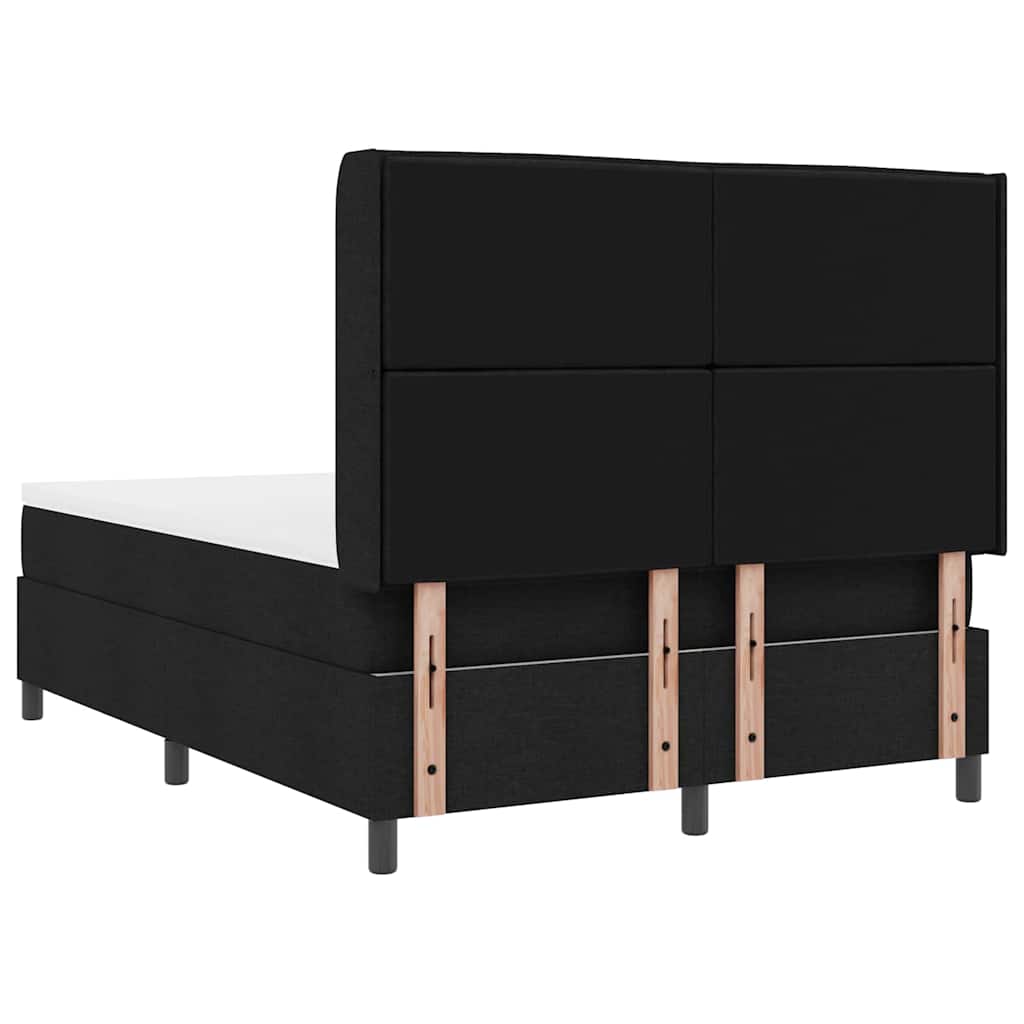 Box spring seng med pude med hovedgærde Sort 190 x 140 cm Stof