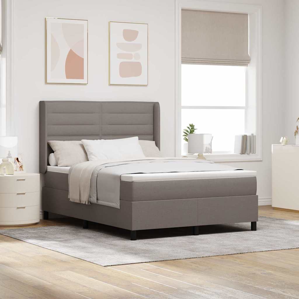 Box spring seng med pude Gråbrun 190 x 140 cm Stof