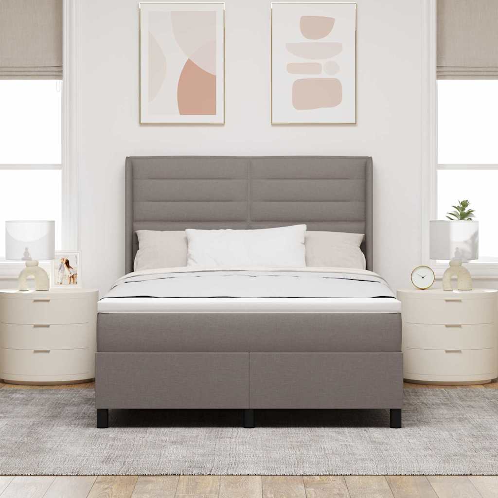 Box spring seng med pude Gråbrun 190 x 140 cm Stof