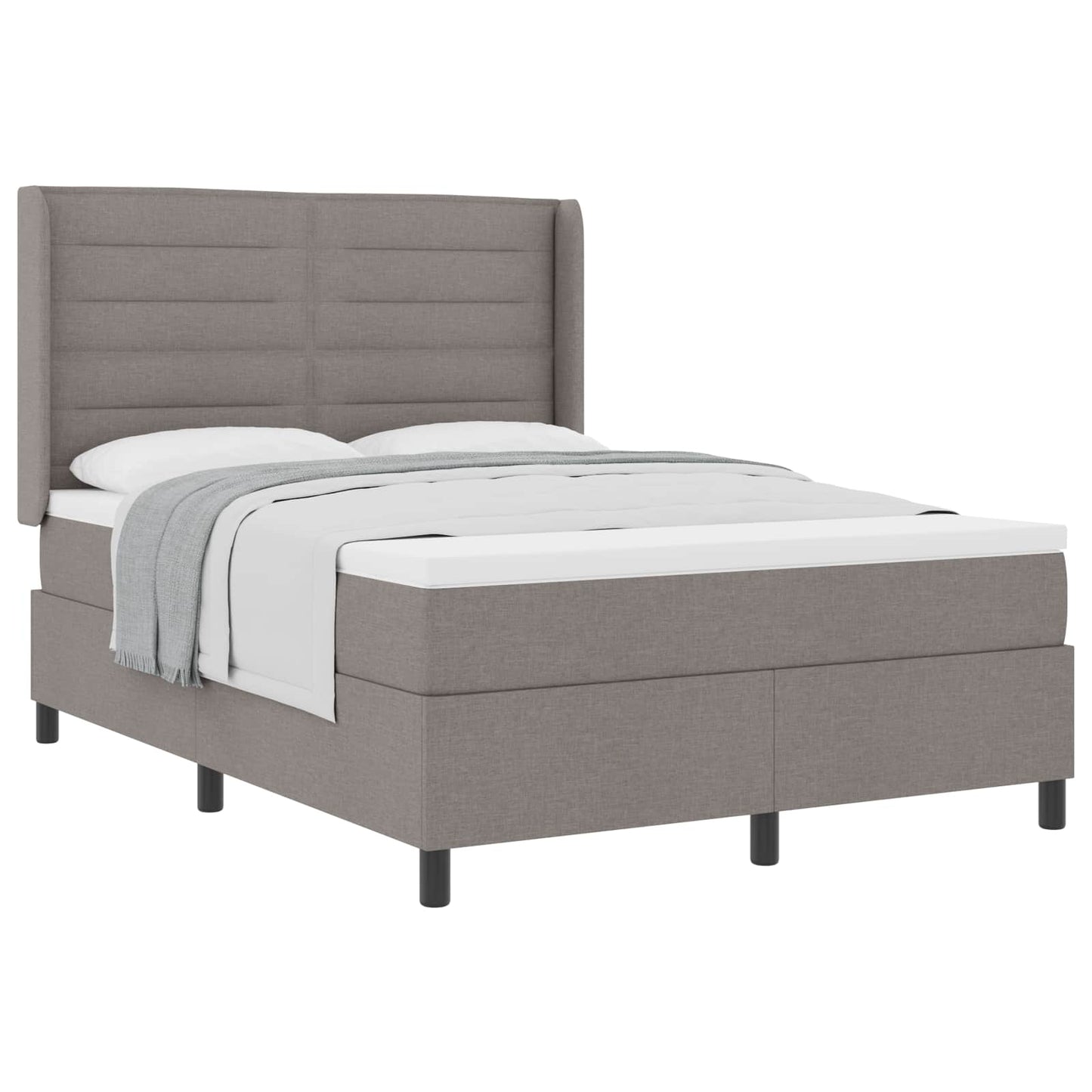 Box spring seng med pude Gråbrun 190 x 140 cm Stof