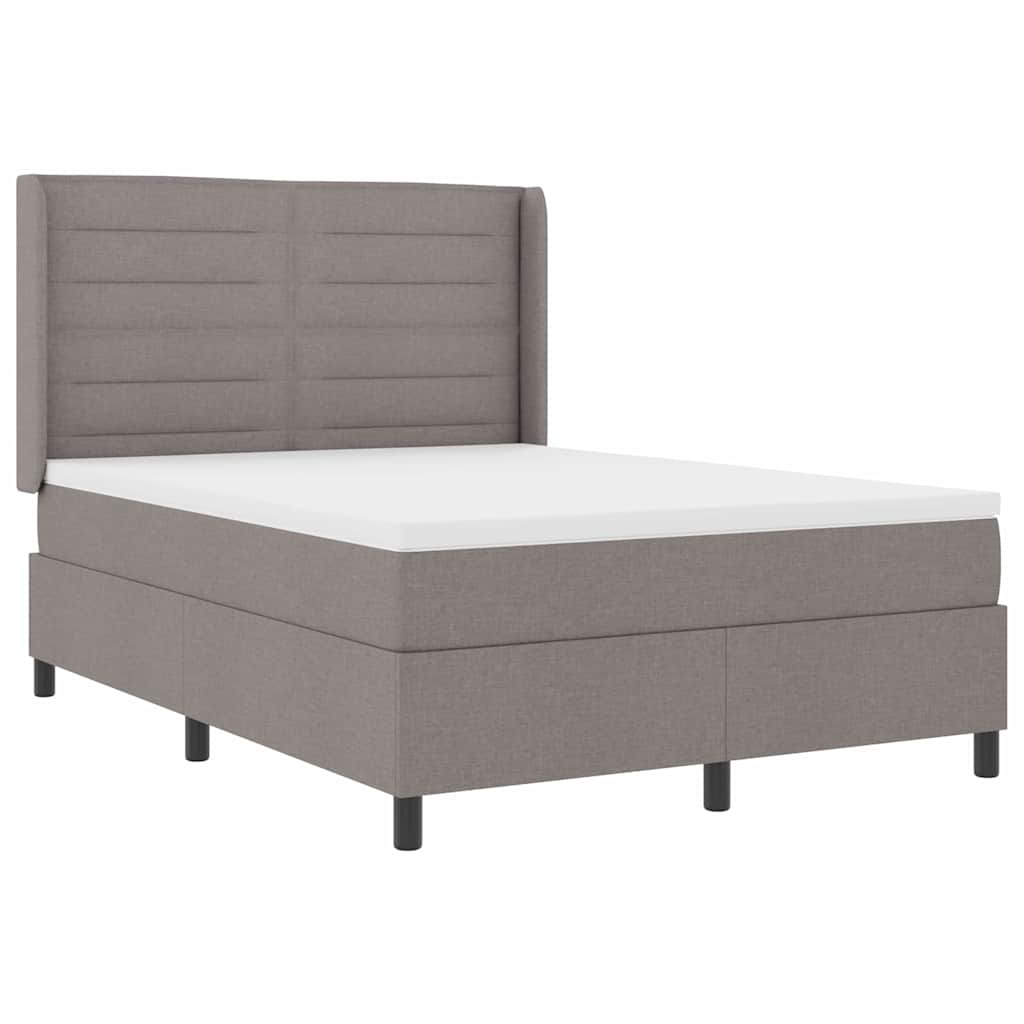 Box spring seng med pude Gråbrun 190 x 140 cm Stof