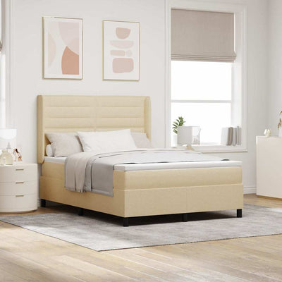 Box spring seng med madras Creme 190 x 140 cm Stof