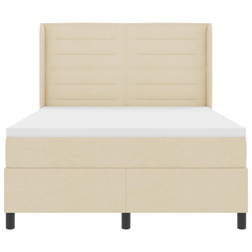 Box spring seng med pude med hovedgærde Creme 190 x 140 cm Stof