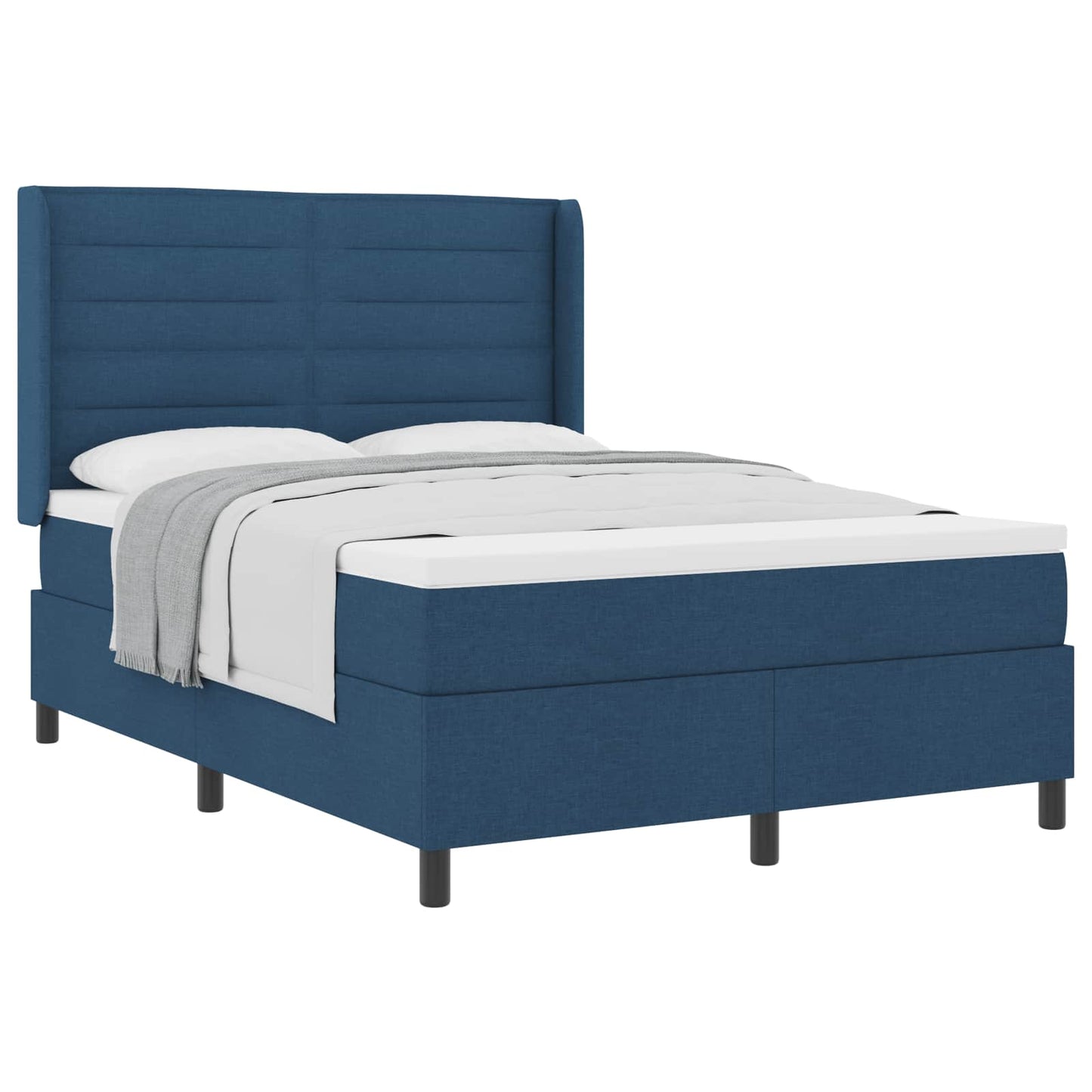 Box spring seng med pude med hovedgærde Blå 190 x 140 cm Stof