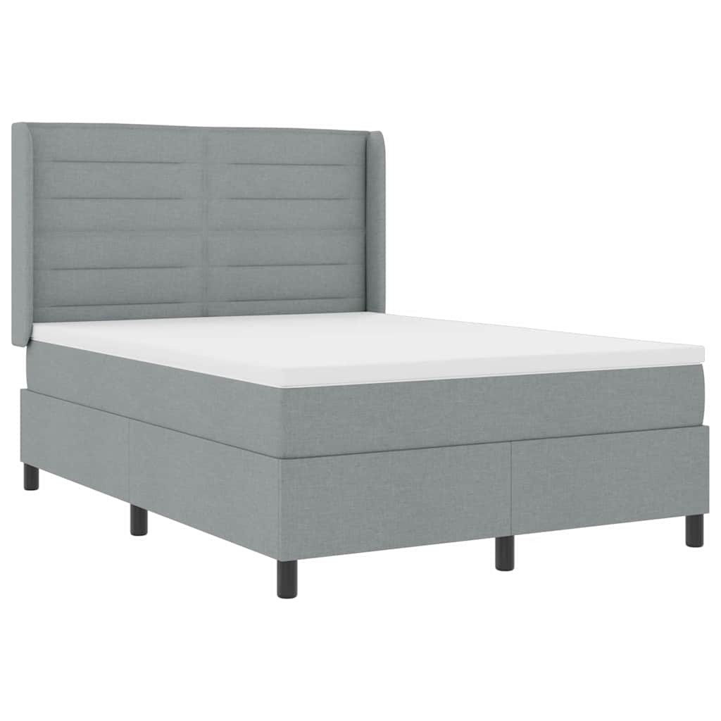 Box spring seng med pude Lysegrå 200 x 140 cm Stof