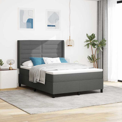 Box spring seng med madras Mørkegrå 200 x 140 cm Stof