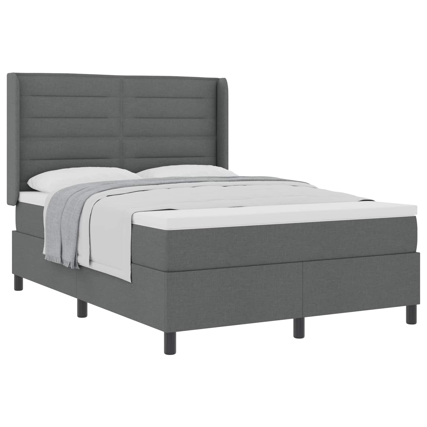 Box spring seng med pude Mørkegrå 200 x 140 cm Stof