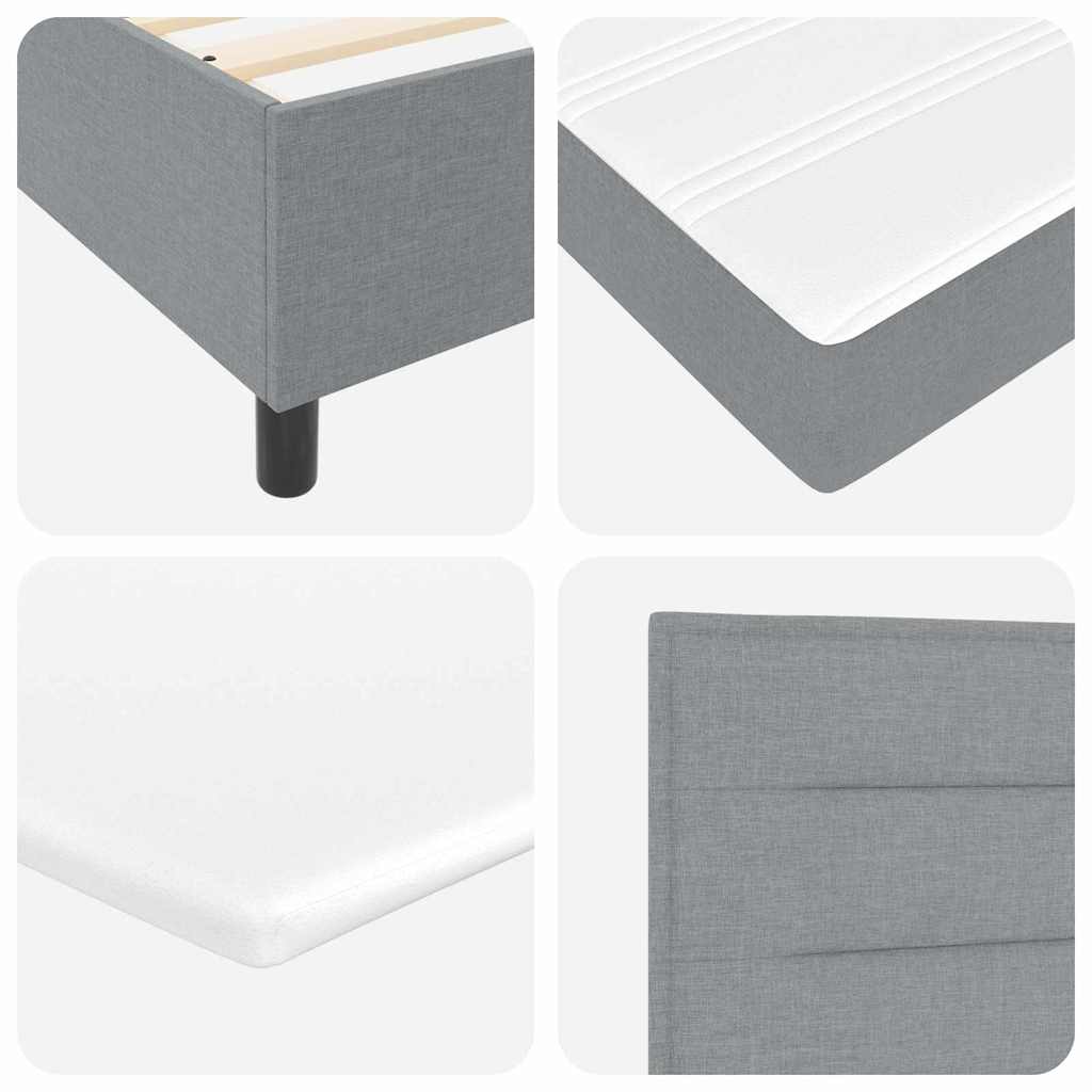 Box spring seng med pude Lysegrå 200 x 160 cm Stof