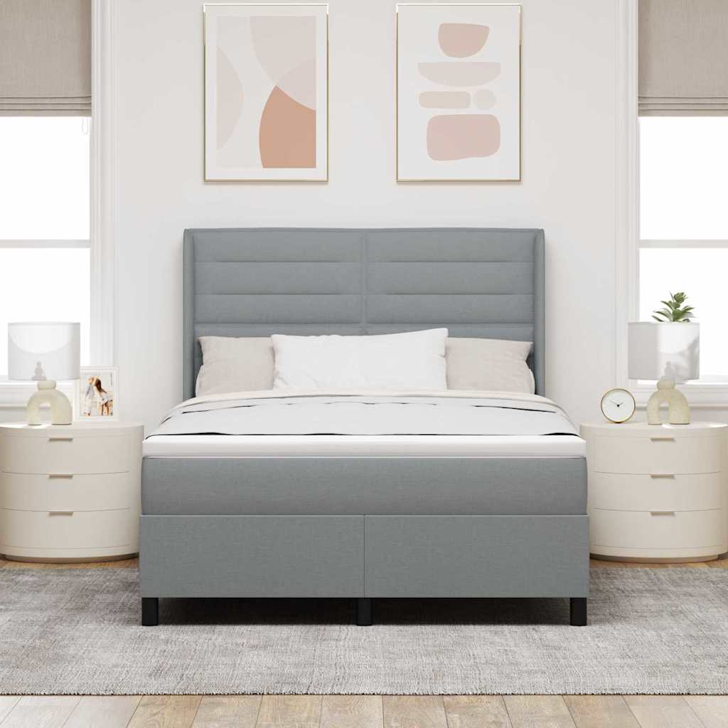 Box spring seng med pude Lysegrå 200 x 160 cm Stof